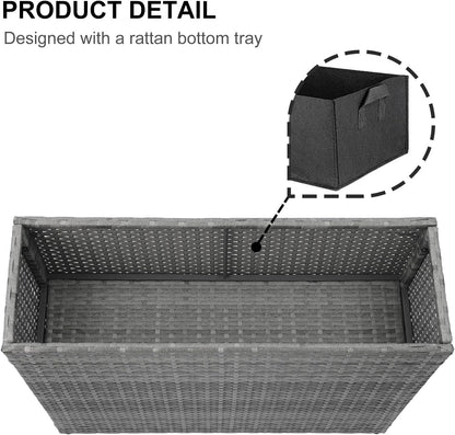 SUNNYPARK Tall Rectangular Planter with Removable Liner, All-Weather PE Rattan Large Modern