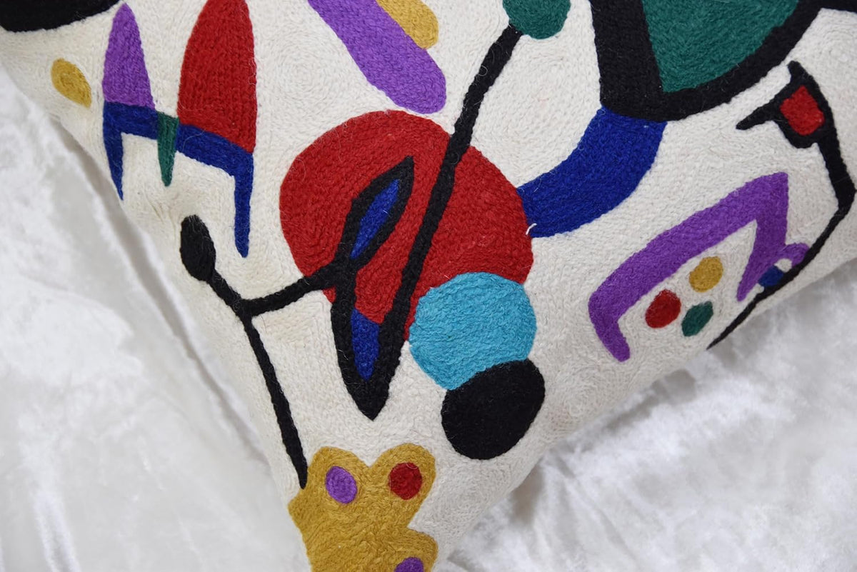 Picasso Inspired Decorative Pillow Cover Hand Embroidered Abstract Toss Pillows Farmhouse Chair