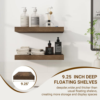 16 Inch Floating Shelves, 16"x9.25"x1.5" Inch Deep Floating Shelves for Wall, Wooden Shelves for