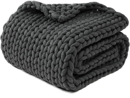 YnM Chunky Throw Blanket, Medium-Weight, Hand Knitted, Skin Friendly, Ventilated and Breathable