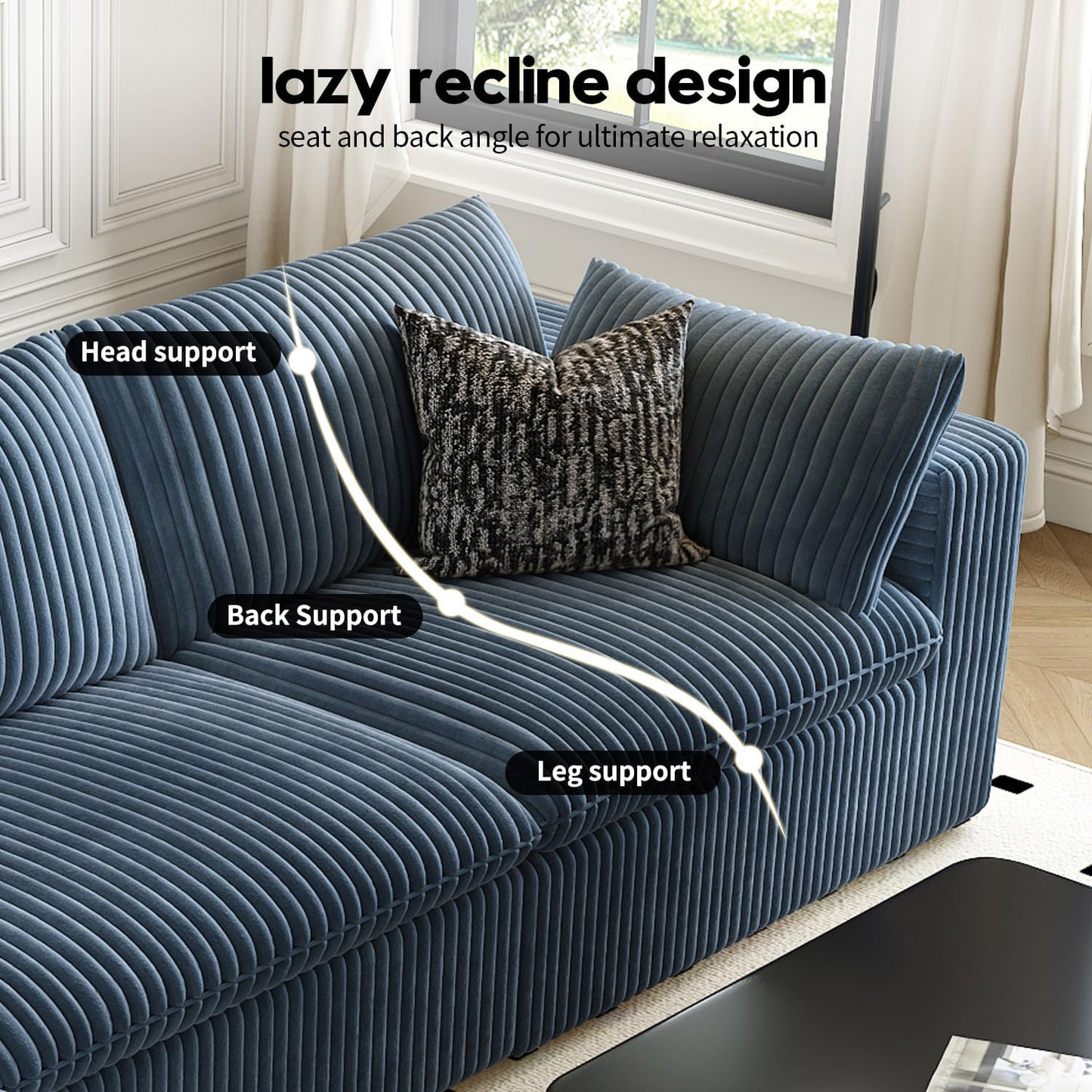 118" Cloud Couch Modular Sectional Sofa for Living Room,Modern Sofa with Deep Seat，U-Shape Boneless