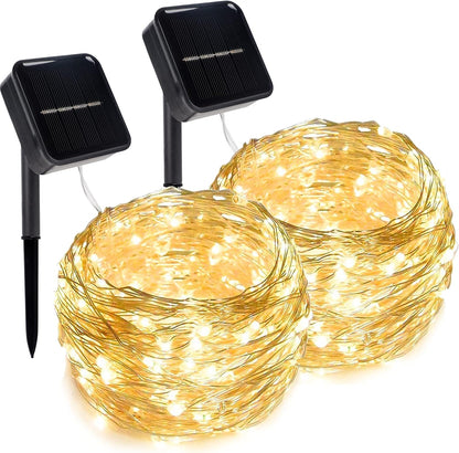 Twinkle Star 2 Pack Solar String Lights Outdoor, Total 80 FT 240 LED Solar Fairy Lights Outside