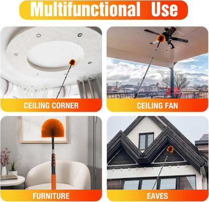 20FT (26FT Reach) Cobweb Duster with Extension Pole, Spider Web Brush for Cleaning Extendable