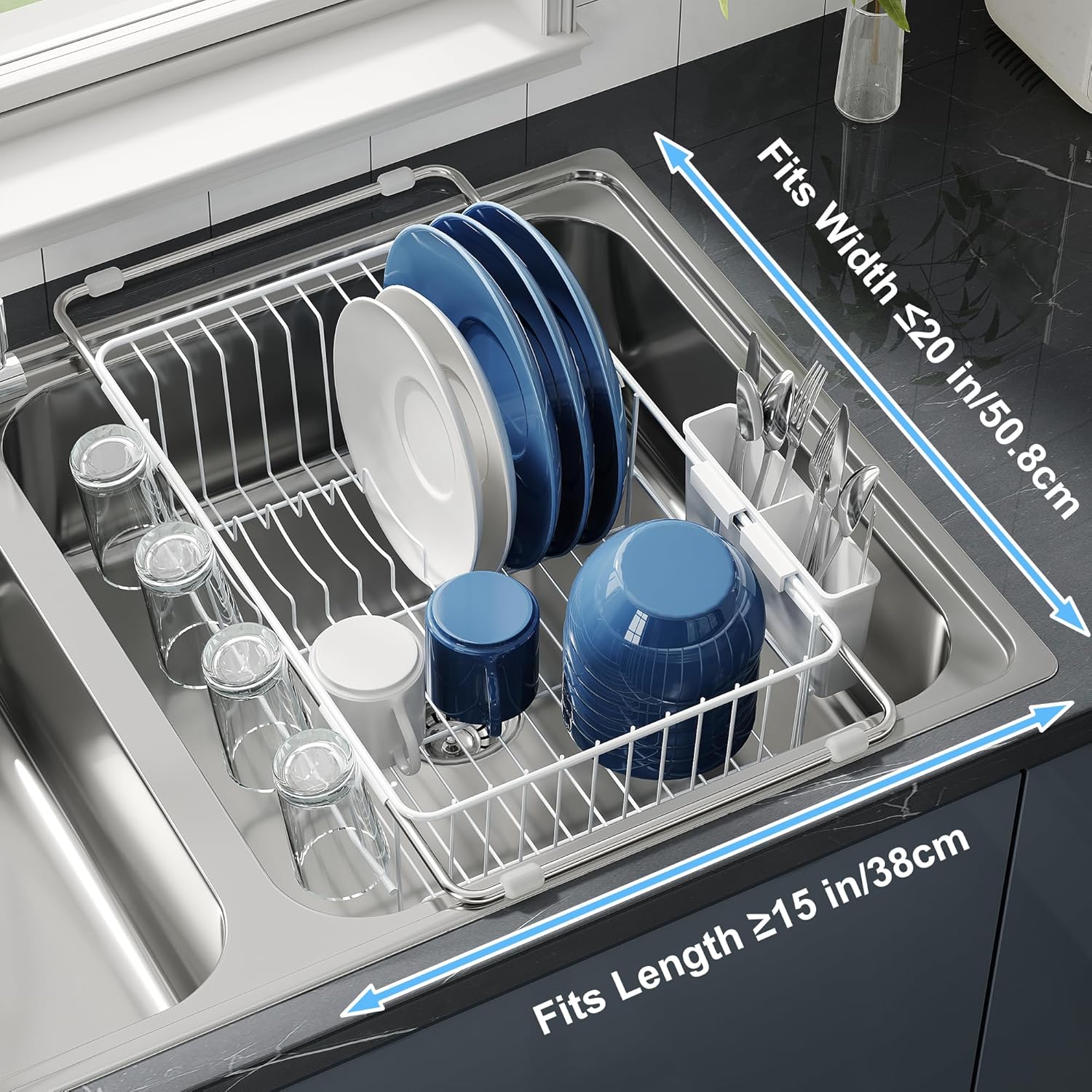Dish Drying Rack in Sink, Small Dish Drainers for Inside Sink, Over The Sink Dish Racks, Stainless