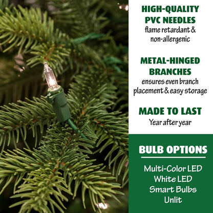 Fraser Hill Farm 9-Ft. Foxtail Pine Artificial Christmas Tree with Warm White LED Lights and Stand