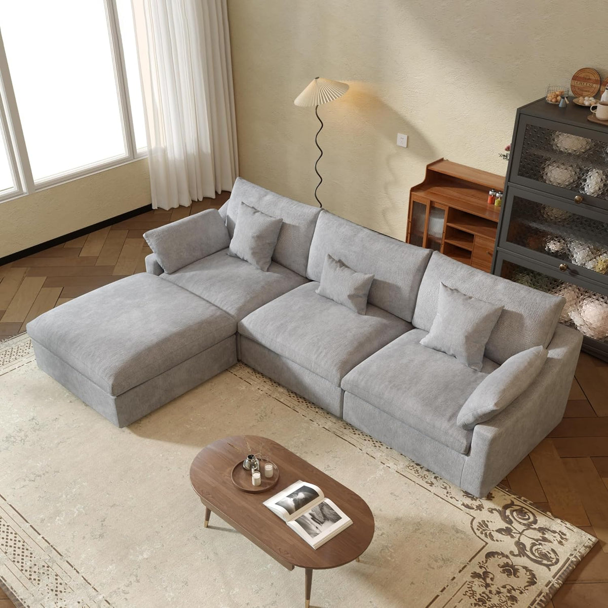 JACH L-Shaped Sectional Couches for Living Room, Cloud Sectional Couch with Deep Seat, Modular