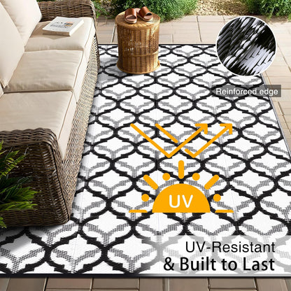 OLANLY Reversible Outdoor Rug 8x10 ft Clearance, Waterproof Outdoor Plastic Straw Rug with