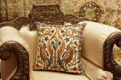 Tree of Life Pillow Cover - Crane Cream Floral Outdoor Pillows | Suzani Cushions | Modern Floral