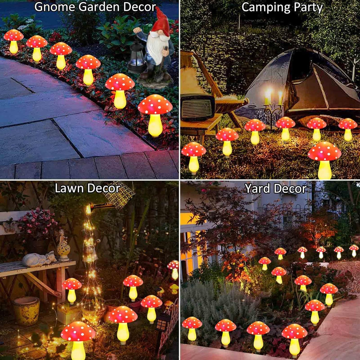 8-Pack Red Solar Mushroom Lamp, 8 Modes, Outdoor Waterproof, for Garden Decor, Christmas