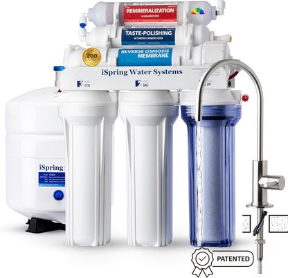 iSpring RCC2AK, Upgraded 200 GPD, pH+ 6-Stage Under Sink Reverse Osmosis System with Alkaline