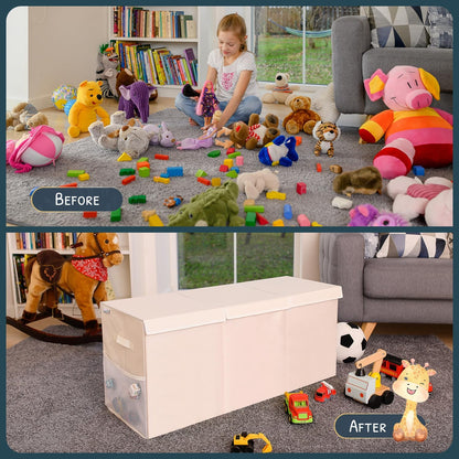 Extra Large Toy Storage Organizer with Lid - Sturdy, Collapsible Toy Chest Storage Box Design