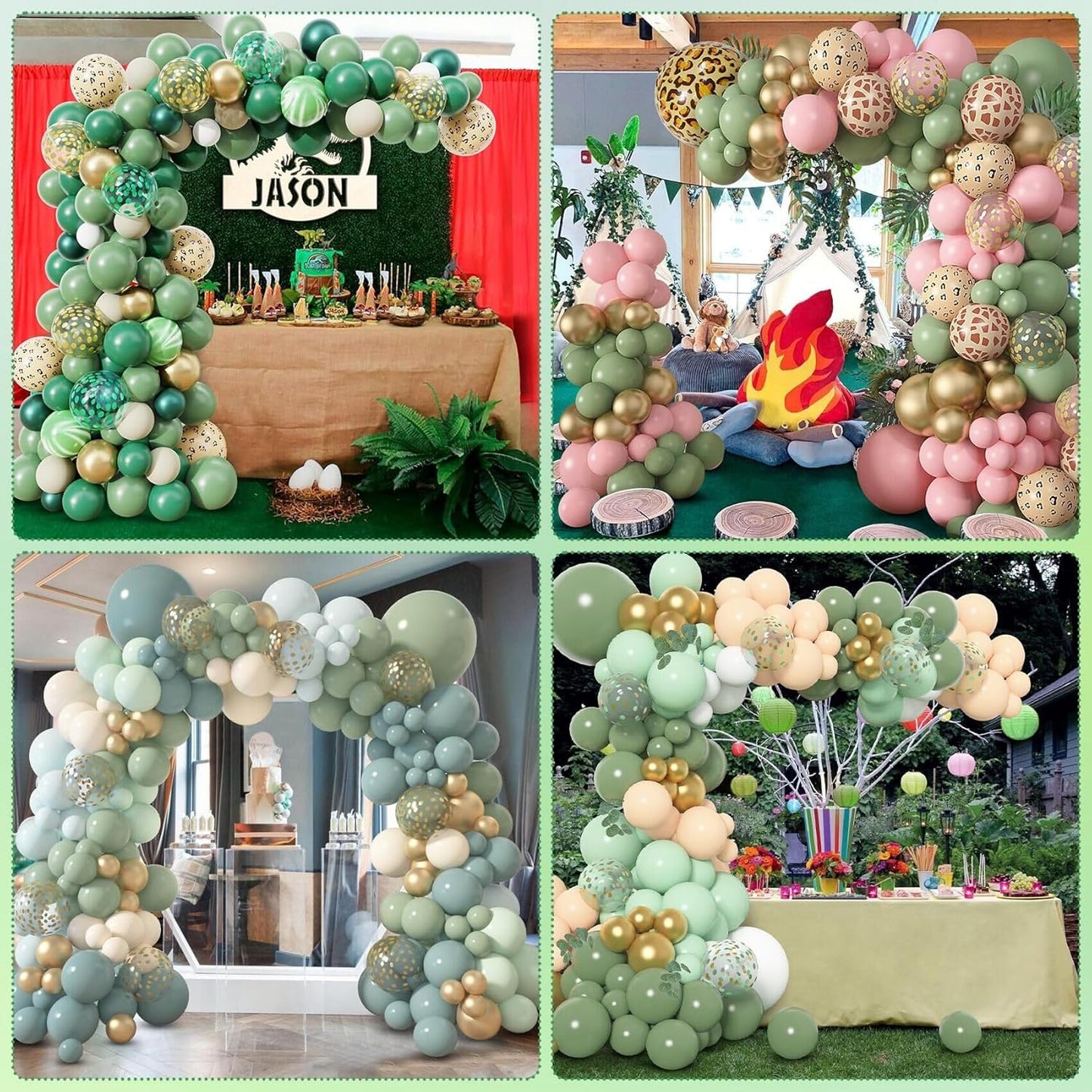 Amandir 153pcs Sage Green Balloon Garland Arch Kit, Different Sizes 18 12 10 5 inch Sage Green Gold