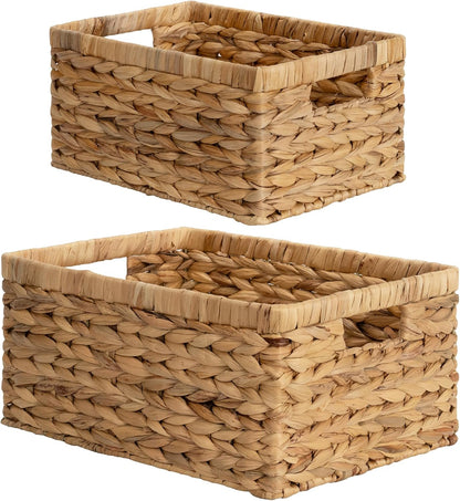 StorageWorks Wicker Storage Baskets, Large and Small Baskets, Handwoven Water Hyacinth Basket for