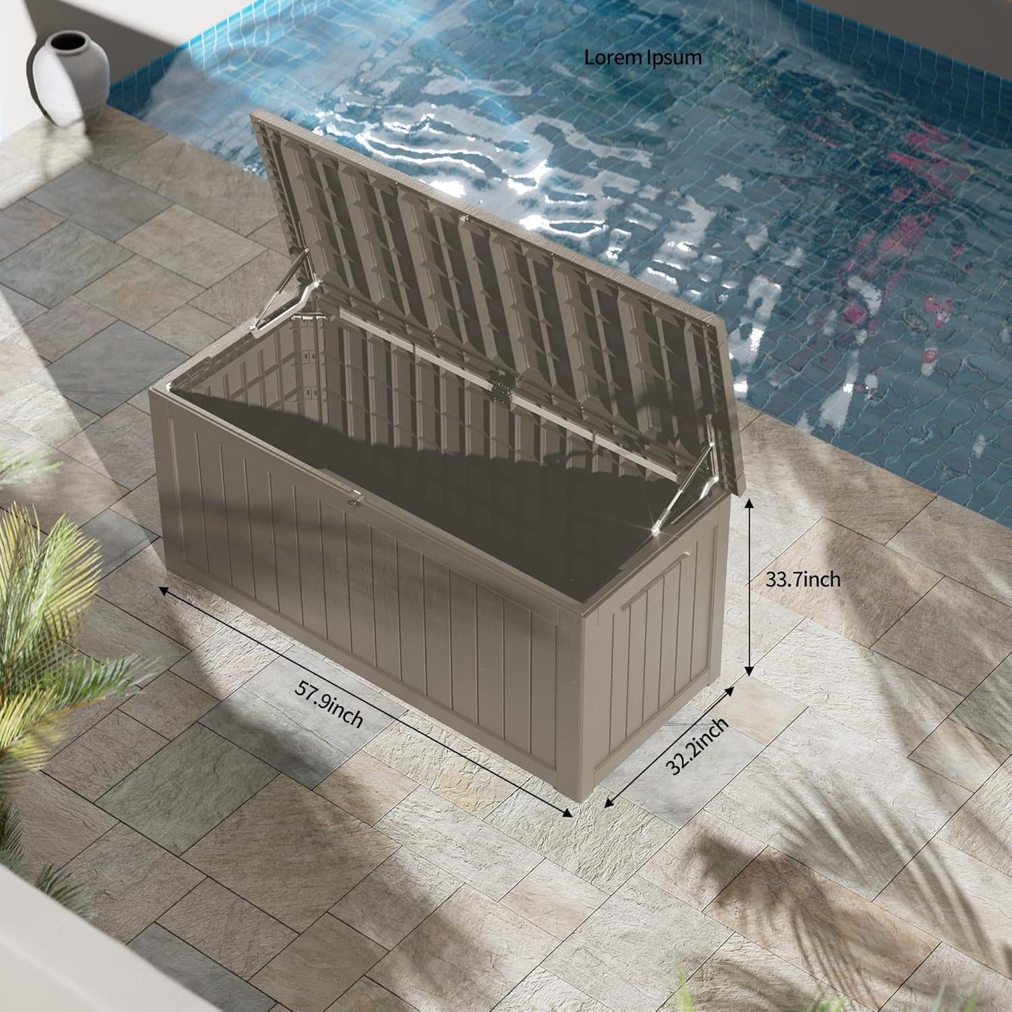 270 Gallon Outdoor Storage Box Patio Deck Box Waterproof, Resin Lockable Outside Large Storage Bin