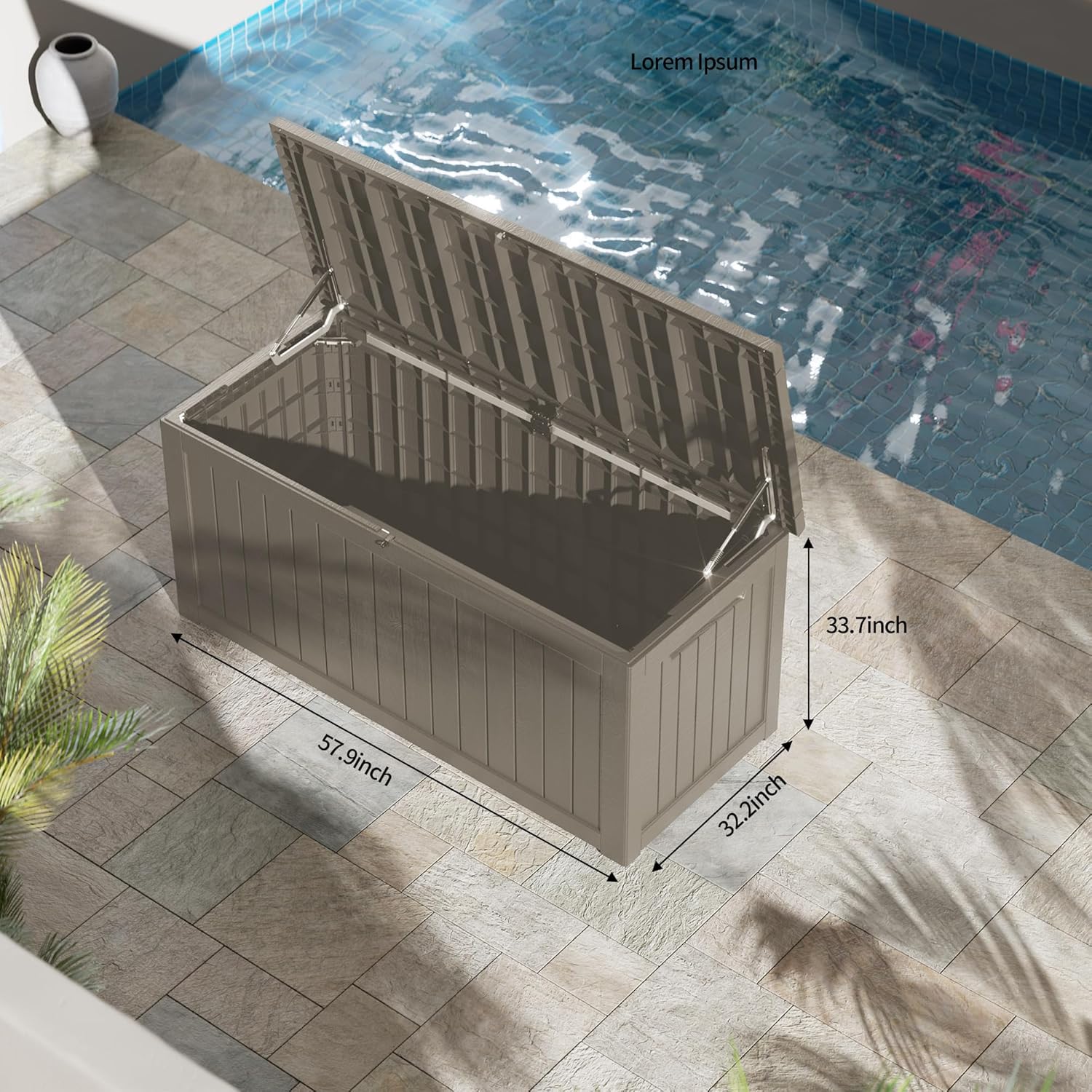270 Gallon Outdoor Storage Box Patio Deck Box Waterproof, Resin Lockable Outside Large Storage Bin