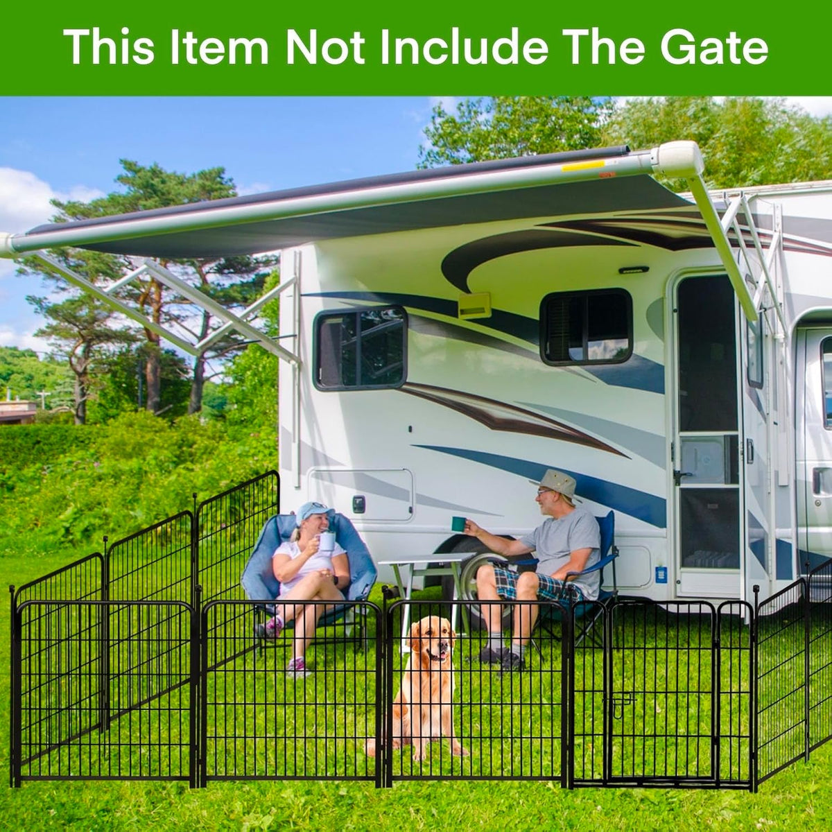 ADAVIN Tall Garden Fences and Borders for Dogs, Low Threshold Door, 48 in(H) 8 Panels Total 17.7