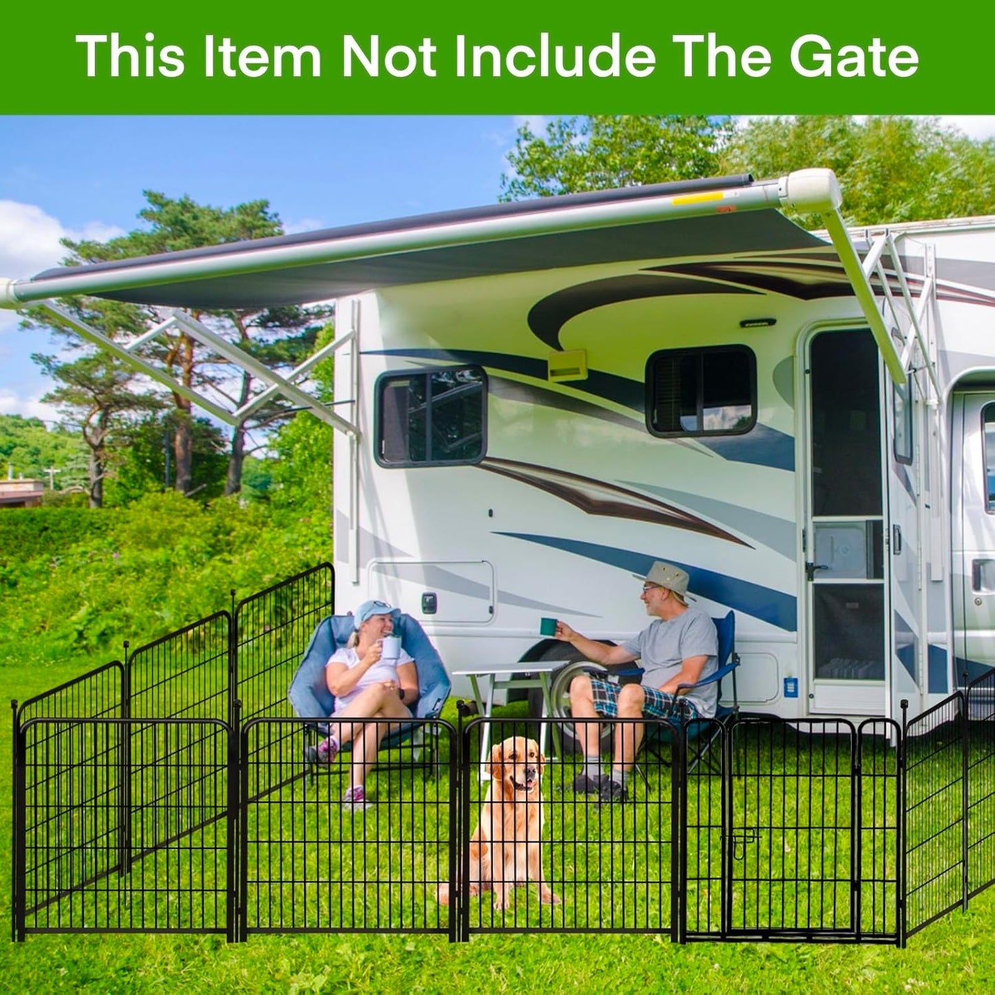 ADAVIN 48 in(H) Garden Fence without Gate, 8 Panels Total 17.7 Ft(L), Dog Fence Outdoor For Yard