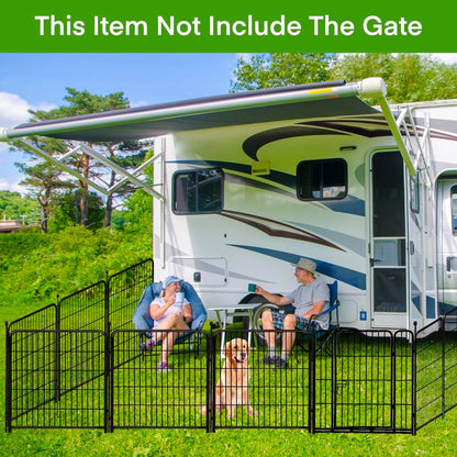 Doorless 54in(H) Garden Fence Animal Barrier, 8 Panels Total 17.7 Ft(L) Outdoor Dog Fence, Black