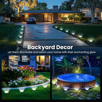 SOLPEX 10 Pack Solar Ground Lights Outdoor Waterproof, Solar Powered Pathway Lights, Landscape