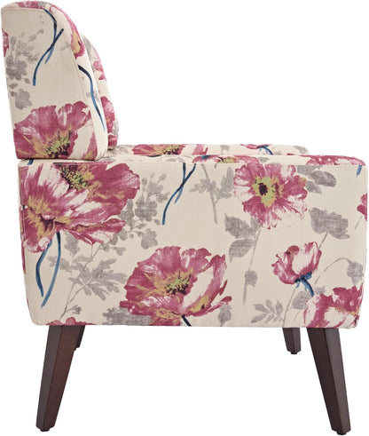 UIXE Floral Accent Chair, Modern Upholstered Armchair in Fabric for Living Room, Comfy Club Arm