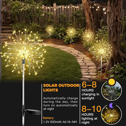 suddus Solar Garden Lights Outdoor Waterproof Decorative, 2Pack 150LED Firework Lights, Solar Fairy