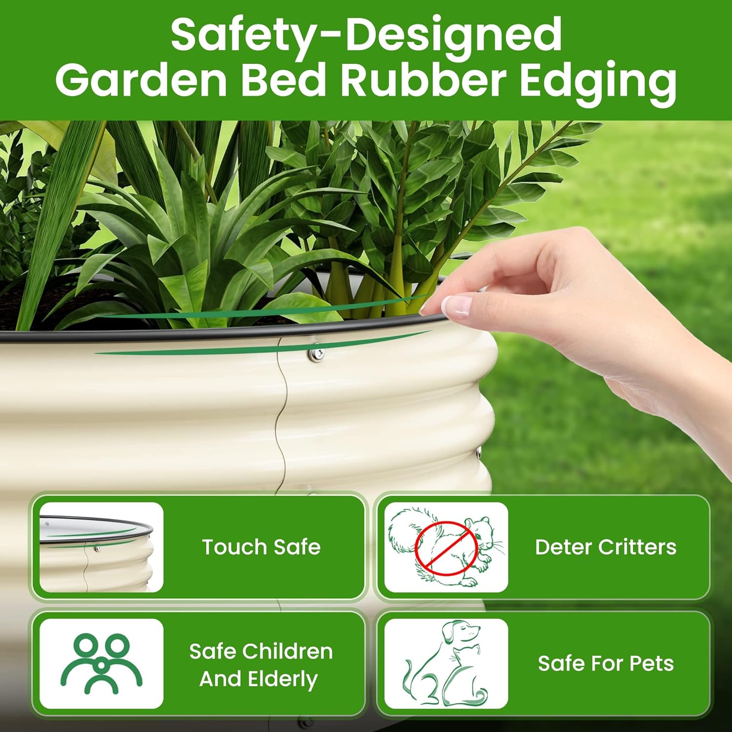 Round Raised Garden Bed Kit, 3.5x3.5x1.4Ft Outdoor Zinc-Aluminum-Magnesium Metal Flower Beds