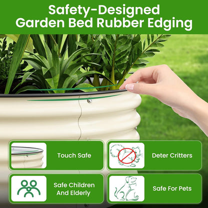 Round Raised Garden Bed Kit, 3.5x3.5x1.4Ft Outdoor Zinc-Aluminum-Magnesium Metal Flower Beds