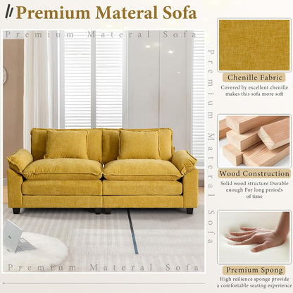 URRED Modular Sectional Sofa Comfy Cloud Couch, Modern Chenille Loveseat Sofa Sleeper Deep Seat