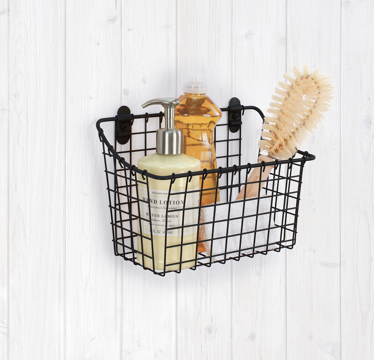 Spectrum Large Wall Mounted Wire Basket Matte Black Kitchen Wall Mount Organizer Storage Basket