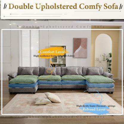 URRED Modular Sectional Sofa Comfy Cloud Couch, Modern Chenille Sofa Sleeper Deep Seat Couches with