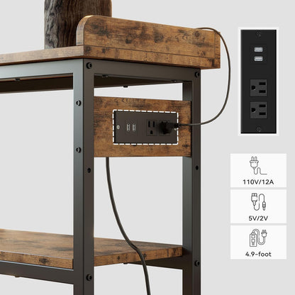 IRONCK Console Table, Sofa Table with Power Outlet, Farmhouse Hallway Table for Entryway, Living