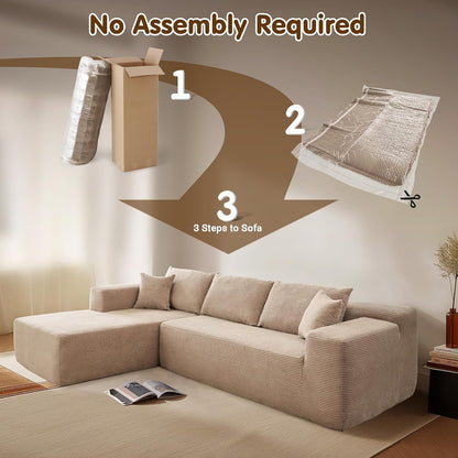 ovios 104" Cloud Sectional Couch with L-Shape Chaise,Modern Modular Sofa with Deep Seat