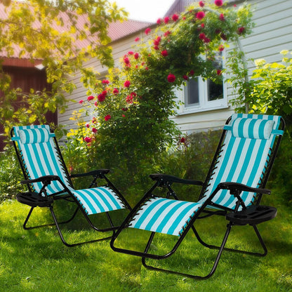 Nazhura Set of 2 Relaxing Recliners Patio Chairs Adjustable Steel Mesh Zero Gravity Lounge Chair