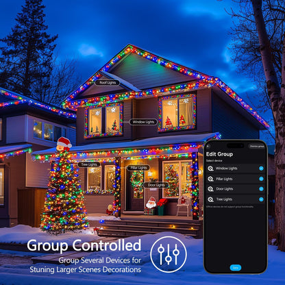 JMEXSUSS 100 LED RGB Christmas Tree Lights Indoor, 33ft Smart Color Changing Christmas Lights
