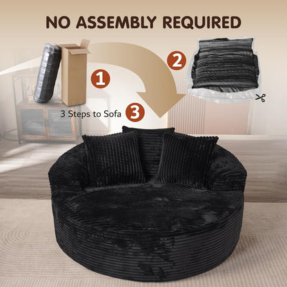 ovios 58" Oversized Round Chair Lounge Chaise Indoor, No Assembly Required, Cloud Large Circle