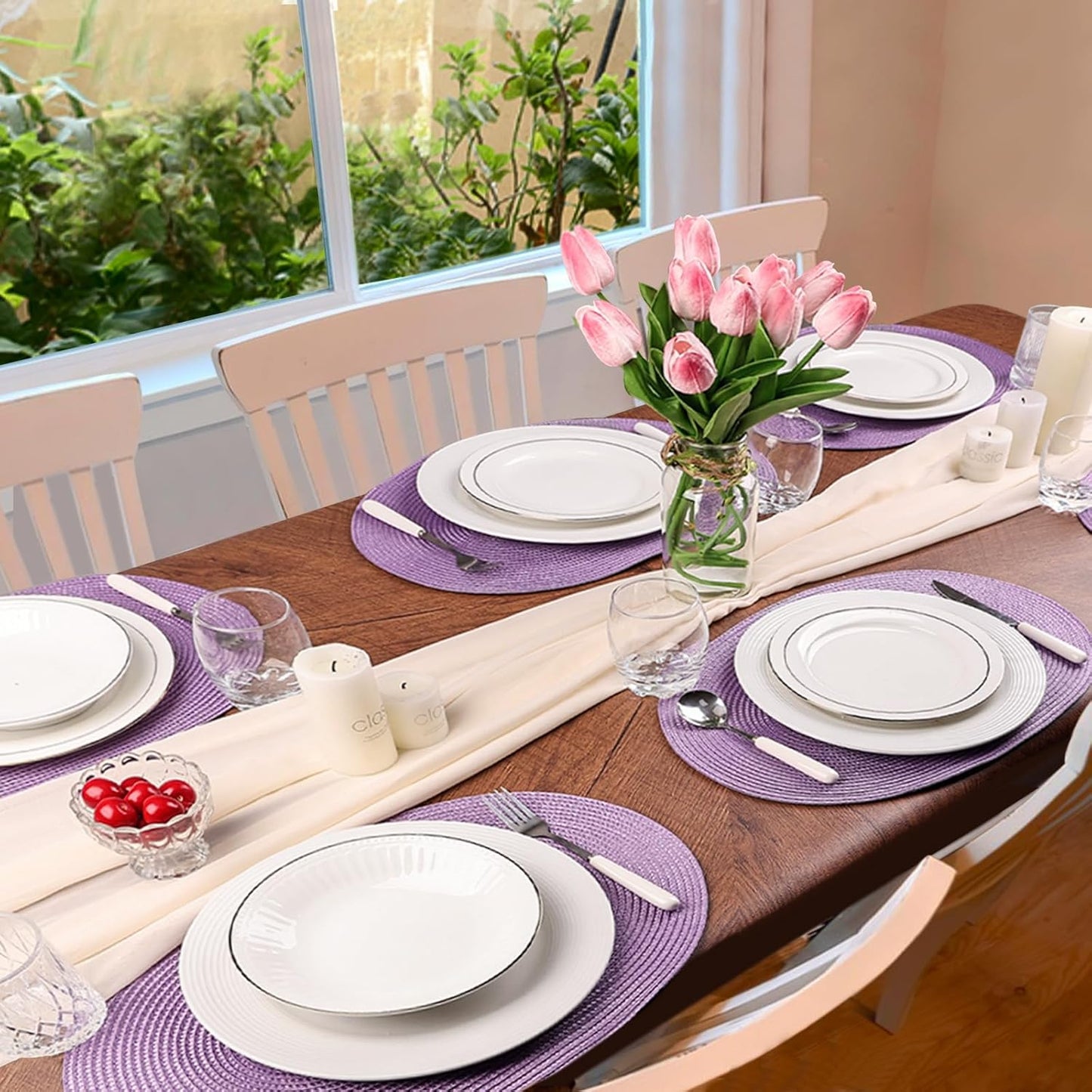 AHHFSMEI Placemats Set of 6 for Dining Table Washable Woven Vinyl Non-Slip 18x12 inches Placemat