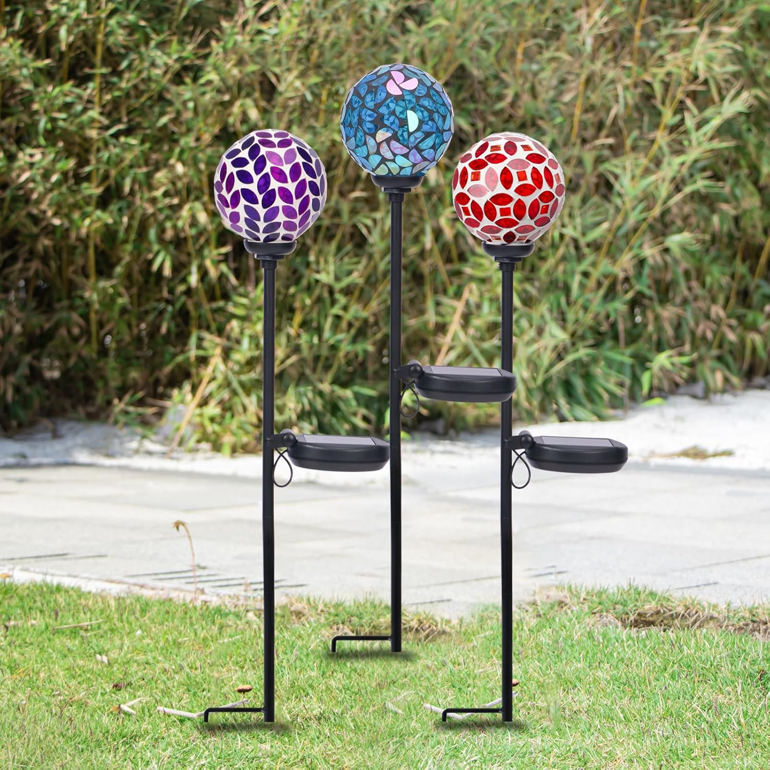 VCUTEKA Solar Garden Decorative Lights Outdoor, Mosaic Solar Light Waterproof LED Pathway Stake