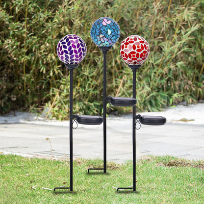 VCUTEKA Solar Garden Decorative Lights Outdoor, Mosaic Solar Light Waterproof LED Pathway Stake