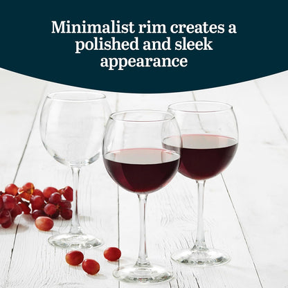 Libbey Vina Red Balloon Wine Glasses, 18.25 Oz Elegant Large Red Wine Glasses Set of 6, Long Stem