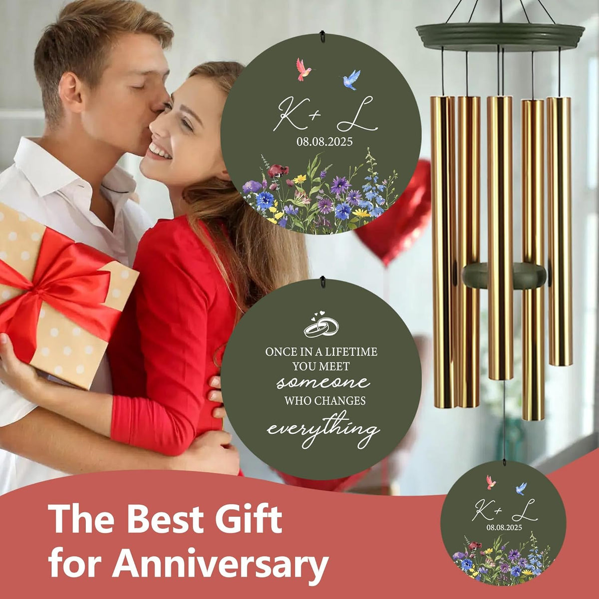 2025 Wedding Wind Chimes for Couple, Deep Tone Personalized Wind Chime, Wedding Gifts for Couples