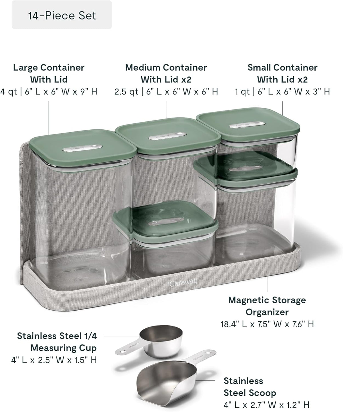 Caraway 14-Piece Glass Airtight Food Storage Containers with Lids – Non-Toxic, BPA-Free Kitchen