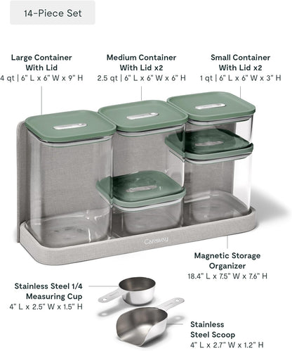 Caraway 14-Piece Glass Airtight Food Storage Containers with Lids – Non-Toxic, BPA-Free Kitchen
