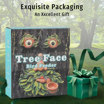 Tree Face Decor Outdoor,Whimsical Outdoor Art with Bird Feeder,Tree Hugger Bark Ghost Face