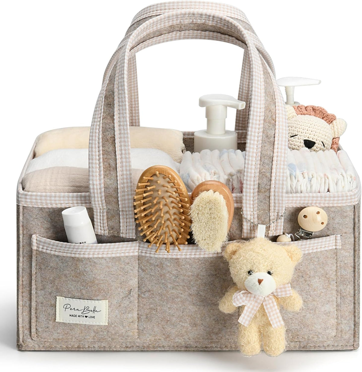 PeraBella Diaper Caddy Organizer with Handle, Baby Shower Gifts Basket Bag, Registry Search Must