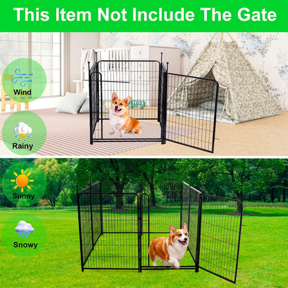 Tall Garden Fence Without Gate, 54 in(H) Dog Fences for The Yard, 8 Panels Total 17.7 Ft(L) Outdoor