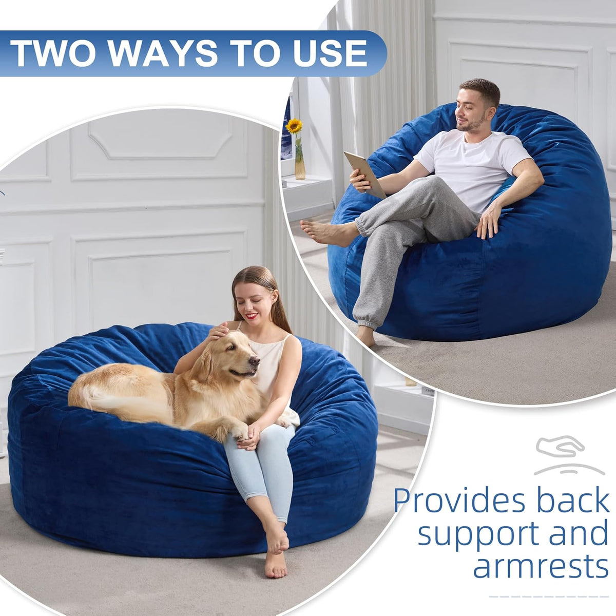 Hobestluk 5FT Bean Bag Chair Giant Bean Bag Chairs for Adults Large Bean Chairs with Removable