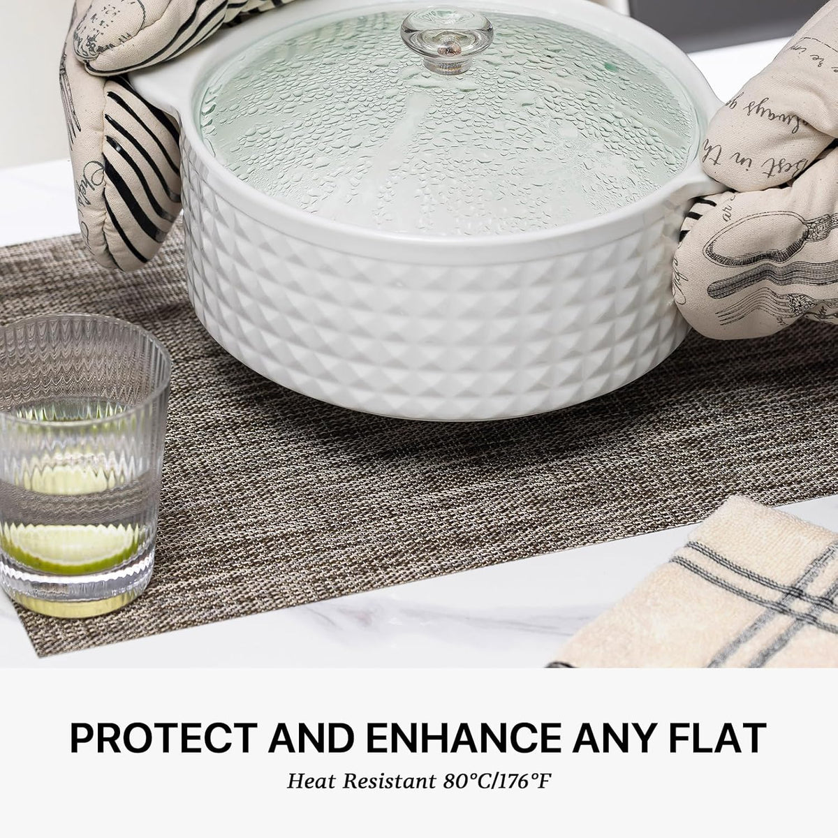 LEXMORE Placemats Set of 4 Vinyl/Plastic Woven Place Mats for Kitchen Table Indoor/Outdoor Washable