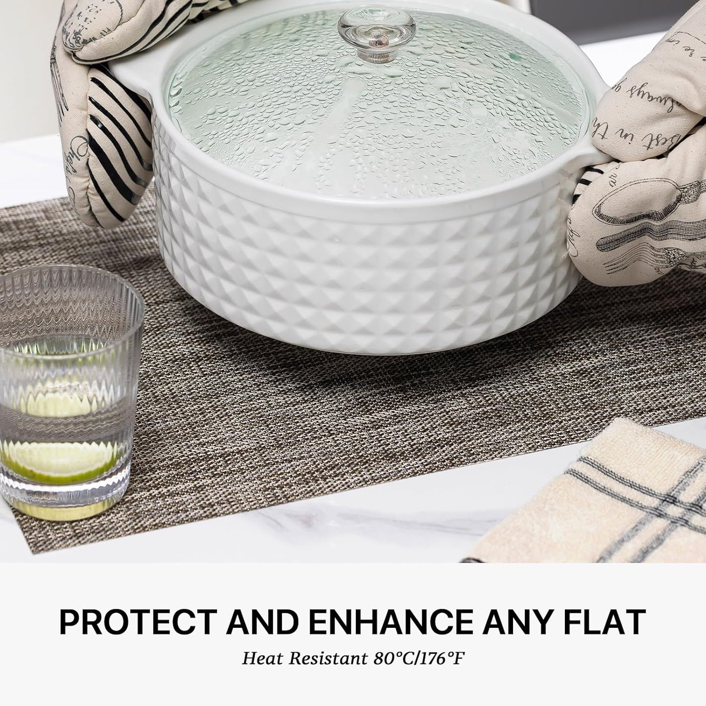 LEXMORE Placemats Set of 8 Vinyl/Plastic Woven Place Mats for Kitchen Table Indoor/Outdoor Washable
