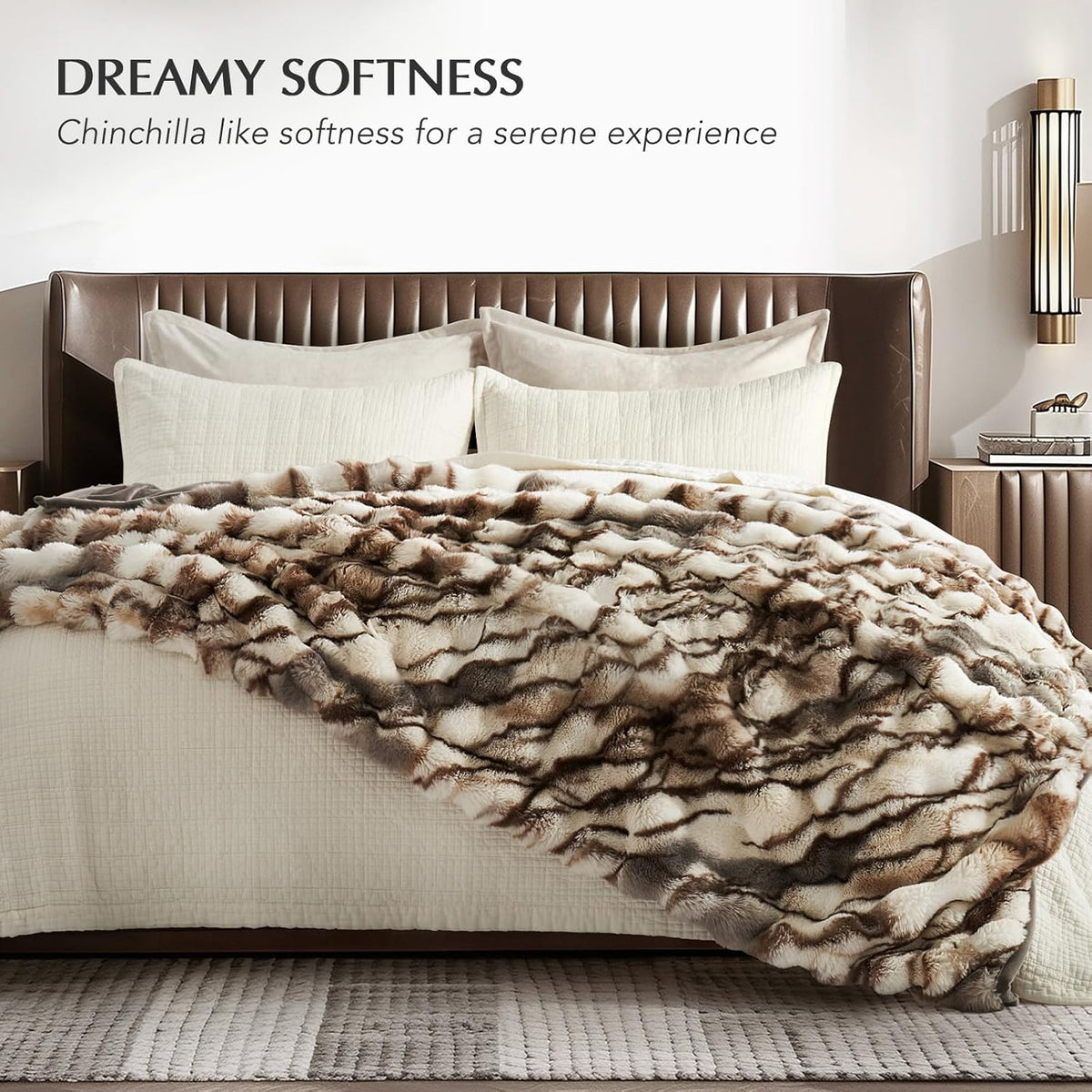 EVERGRACE Ultra Soft Luxury Fluffy Ridgeline Faux Rabbit Fur Throw Blanket, Thick Warm Bubble Throw