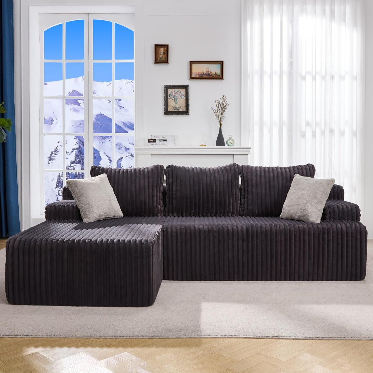 Hobestluk 96“ Modular Sectional Sofa Couches L-Shape Couch 3 Seat Modular Sofa Memory Foam